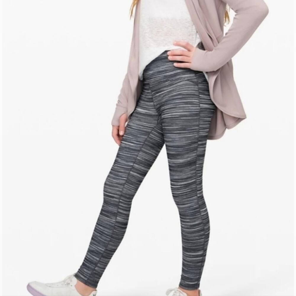 Ivivva Herringbone Heathered Grey Strong Spirit Tight Leggings 14
